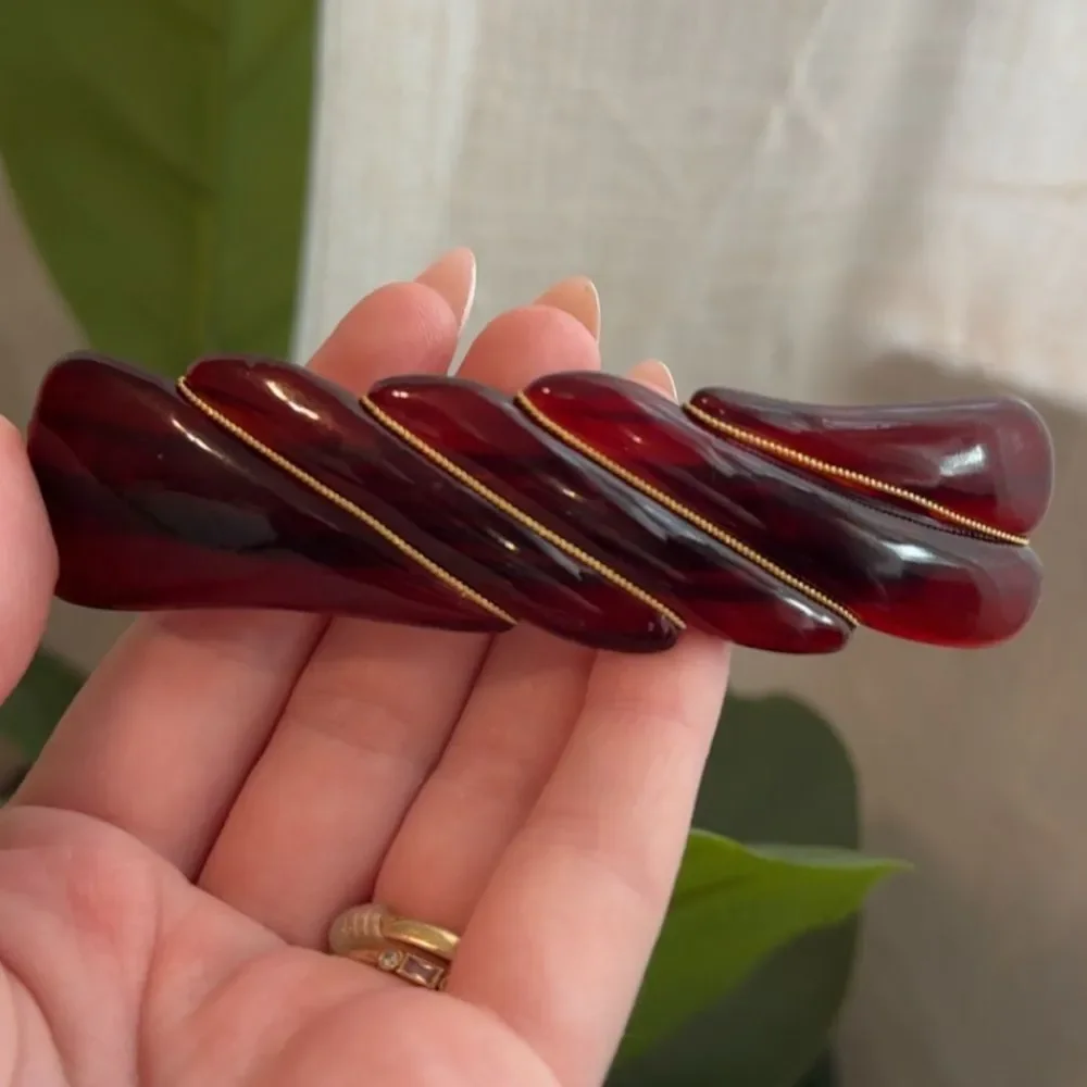 Vintage Tortoise Hair Barrette Wrapped in 14K gold